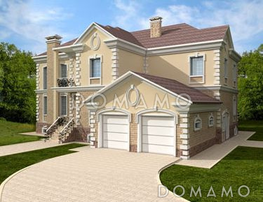 Проект двухэтажного коттеджа с гаражом
