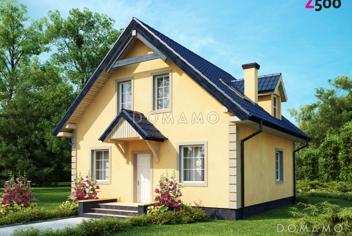 Проект одноэтажного дома из кирпича с мансардой и просторной гостиной