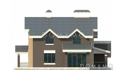 Проект двухэтажного дома с гаражом и небольшой сауной / Фасад 2
