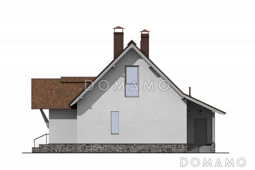 Проект дома с одной спальней, панорамным остеклением, зимним садом и чердаком / Фасад 4