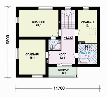 Проект комфортабельного дома из СИП панелей / План мансардного этажа