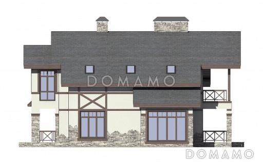 Проект дома из газобетона с сауной и тремя спальными комнатами / Фасад 2