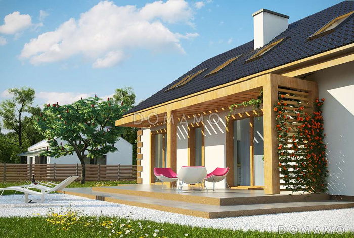 Проект одноэтажного мансардного дома из кирпича классической формы и планировки, с пятью комнатами