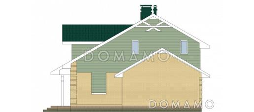 Проект каркасного дома с навесом для двух машин и крытой террасой / Фасад 2