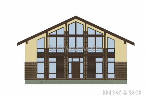 Проект кирпичного дома с 5 спальнями, сауной и 2 террасами / Фасад 1