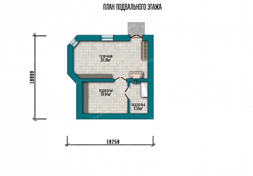 Проект двухэтажного дома с гаражом и подвалом / План цокольного этажа