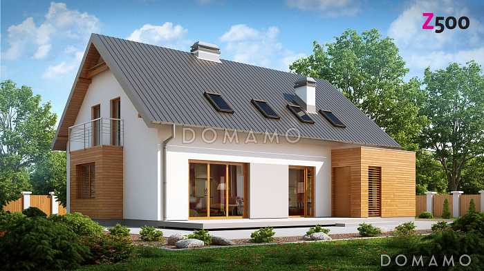 Проект одноэтажного мансардного дома из кирпича с кабинетом, четырьмя спальнями, техническим помещением и гаражом