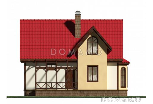 Проект уютного дома с мансардой и террасой / Фасад 1