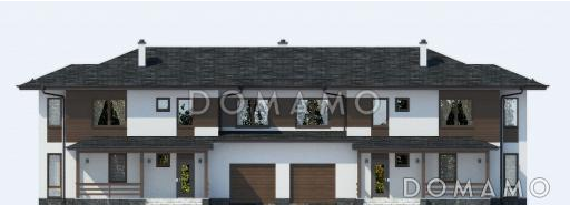 Проект двухэтажного дома на два хозяина с гаражом / Фасад 1