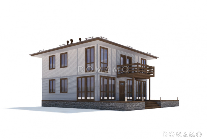 Проект  дома из клееного бруса с небольшим патио