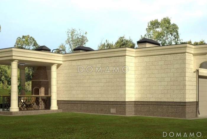 Проект одноэтажного дома вспомогательного назначения с подвалом и комнатой персонала 