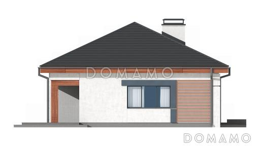 Проект одноэтажного дома из кирпича с тремя спальнями и небольшой крытой угловой террасой, увеличенная версия 273 / Фасад 1