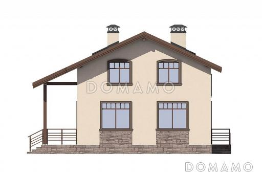 Проект газобетонного дома с открытой дневной зоной первого этажа / Фасад справа