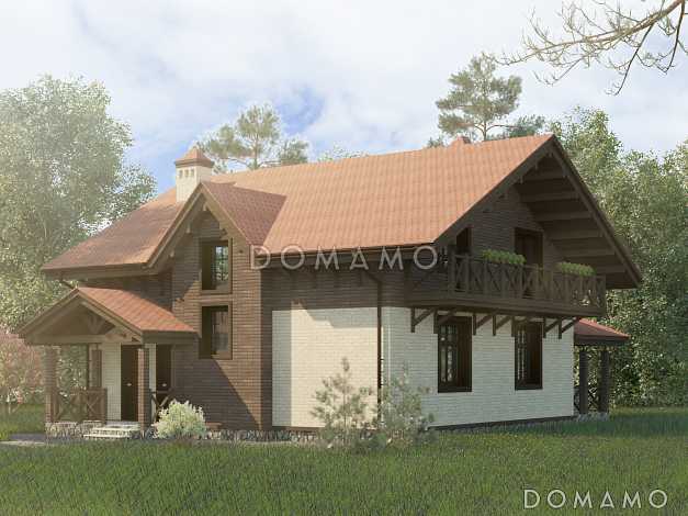 Проект одноэтажного дома из газобетона с мансардой и четырьмя спальнями