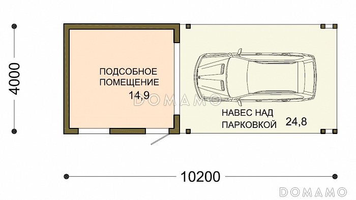 Проект навеса и хозблока с подъёмными воротами / План 1 этажа