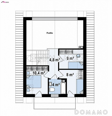 Проект одноэтажного мансардного дома из кирпича со вторым светом и панорамным остеклением гостиной / План мансардного этажа