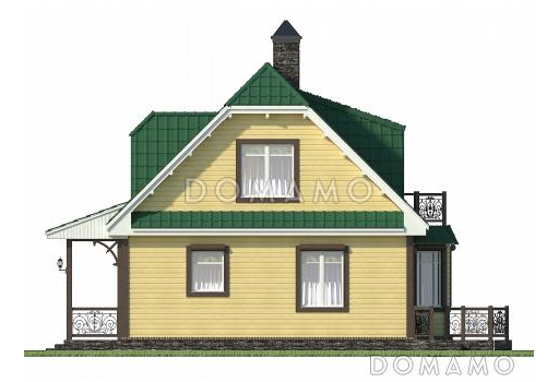 Проект небольшого дома с террасой и балконом / Фасад 2