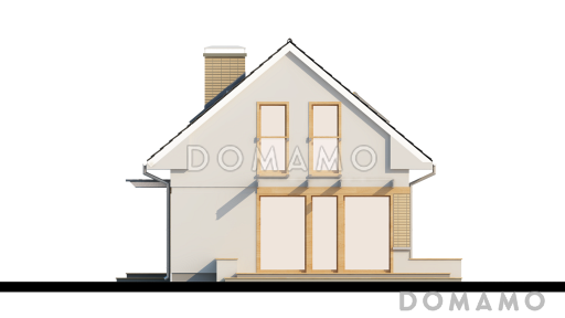Проект компактного одноэтажного мансардного дома из кирпича с дополнительной спальней на первом этаже и тремя спальнями на мансарде / Фасад 2