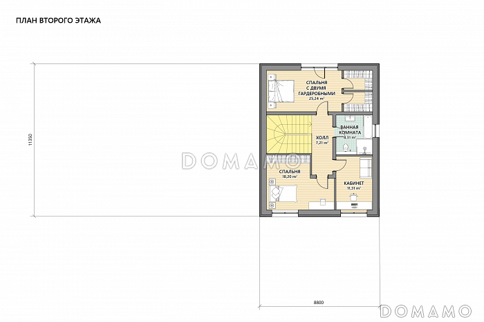 Проект мансардного дома из газобетона с террасой барбекю, автонавесом и сауной / План мансардного этажа