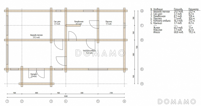 Баня с теплой верандой / План 1 этажа