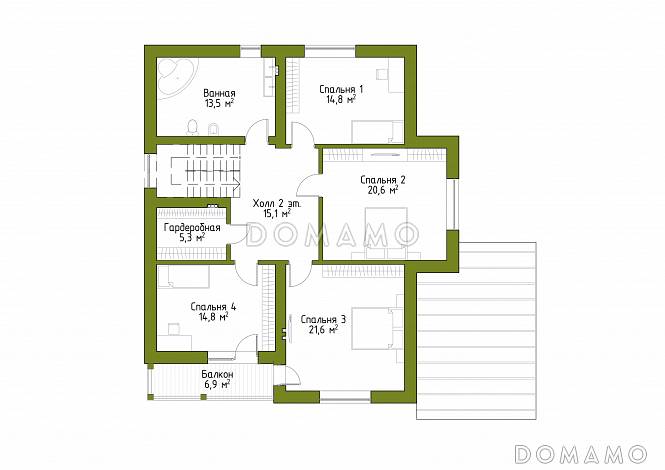 Проект просторного коттеджа в стиле шале из СИП / План мансардного этажа