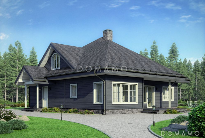 Проект каркасного теплого дома с двумя спальнями на верхнем этаже