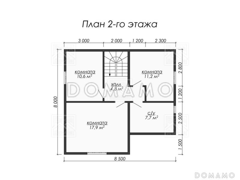 Каркасный дом "Берген" / План 2 этажа