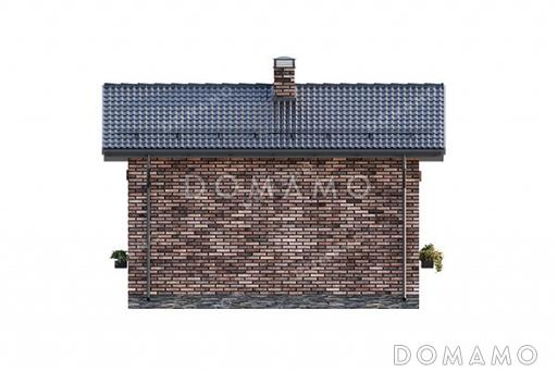 Проект компактной одноэтажной бани в классическом стиле с большой комнатой отдыха / Фасад 2