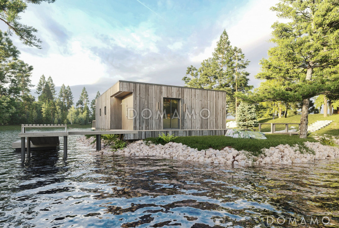 Проект банного комплекса с сауной, хамамом и двумя террасами