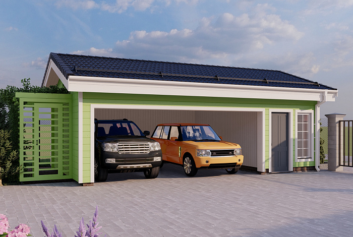 Проект гаража-навеса на два машиноместа