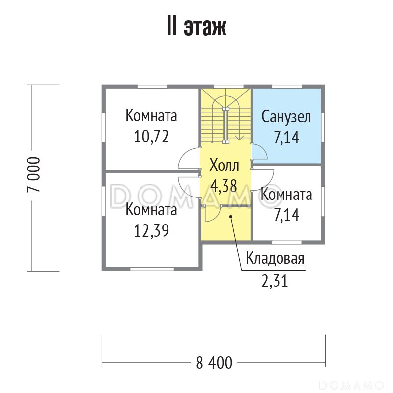 Проект дома из клееного бруса для небольшой семьи / План мансардного этажа