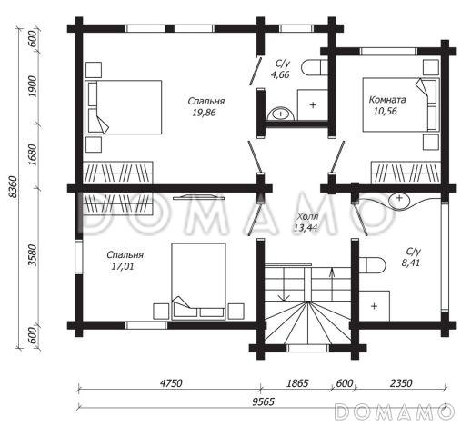 Проект современного дома из клееного бруса / План 2 этажа