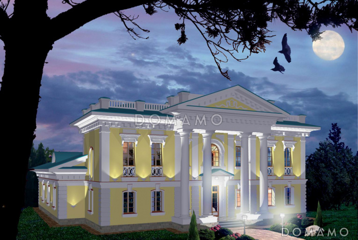 Проект парадного коттеджа с портиком