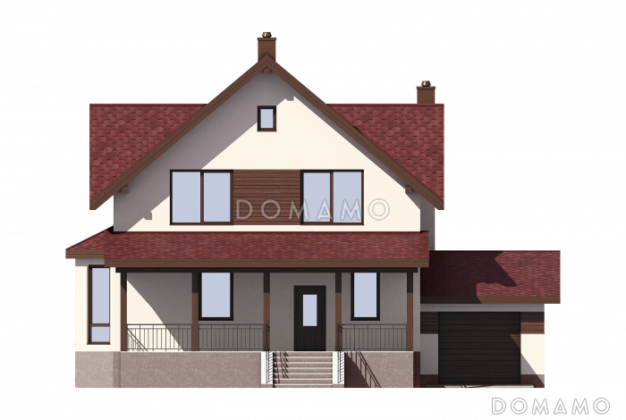 Проект двухэтажного газобетонного дома c подвалом и пристроенным гаражом