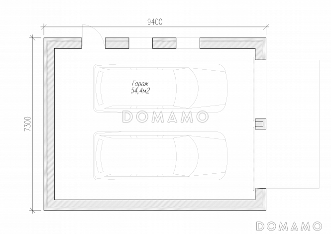 Проект гаража на две машины / План 1 этажа