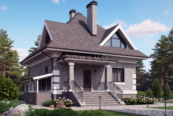 Проект загородного дома с шатровой крышей и цокольным этажом