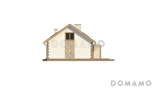 Проект одноэтажного мансардного дома из газобетона классической формы и планировки, с пятью комнатами / Фасад 4