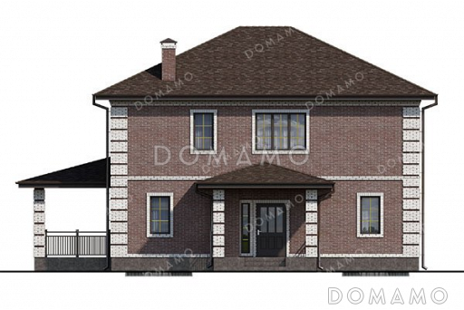 Проект двухэтажного дома с террасой и спортзалом / Фасад 2