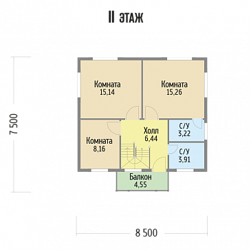 Проект компактного, функционального дома из клееного бруса с деревянной вагонкой / План 2 этажа