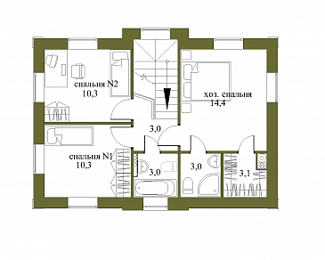 Проект компактного кирпичного коттеджа с парадным входом / План 2 этажа