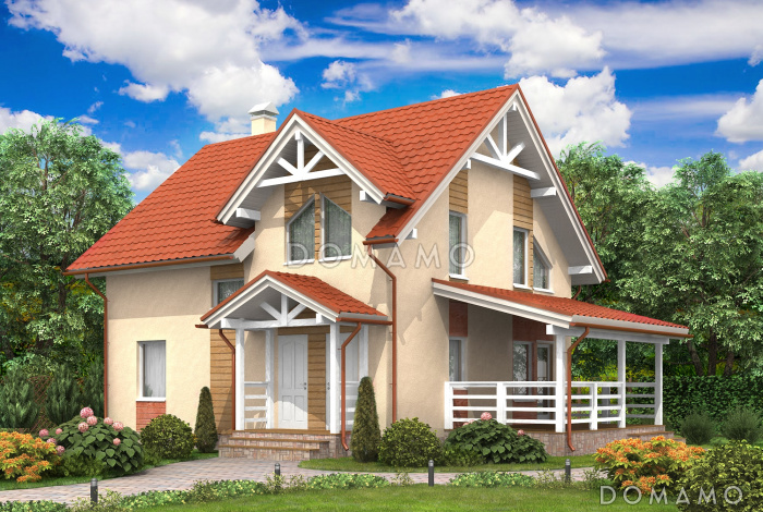 Проект каркасного дома с кровлей из металлочерепицы