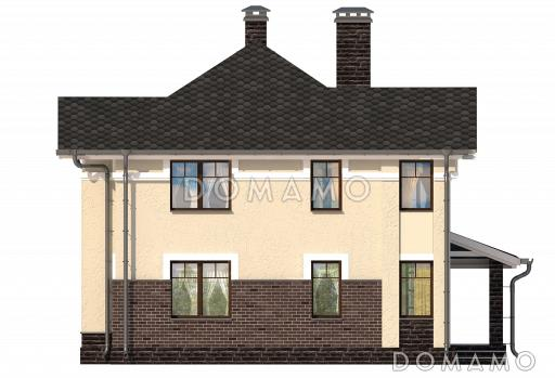 Проект дома с кухней-столовой, двумя спальнями, угловой ванной / Фасад 3