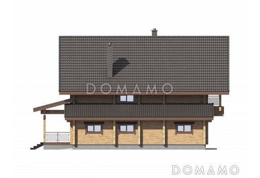 Проект деревянного мансардного дома с гаражом на 2 автомобиля / Фасад 4