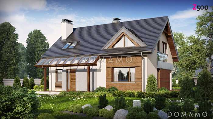 Проект классического мансардного дома из газобетона с современными элементами архитектуры