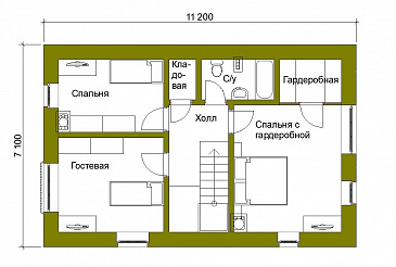 Проект компактного коттеджа в стиле фахверк / План мансардного этажа