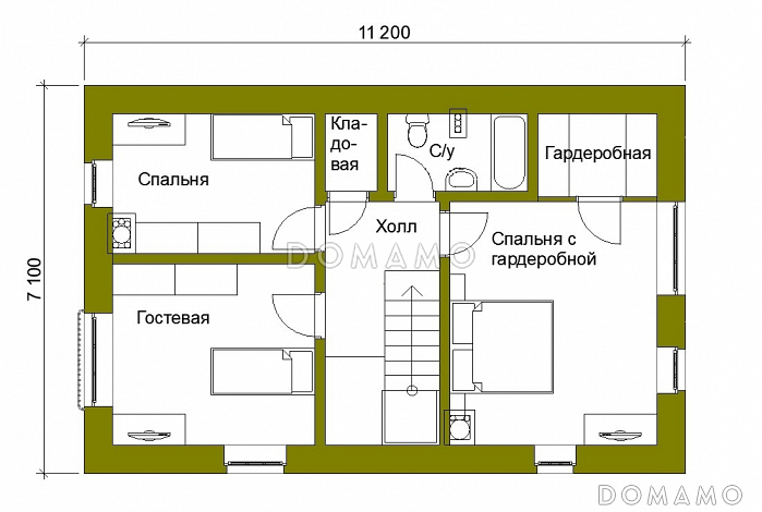 Проект компактного коттеджа в стиле фахверк / План мансардного этажа