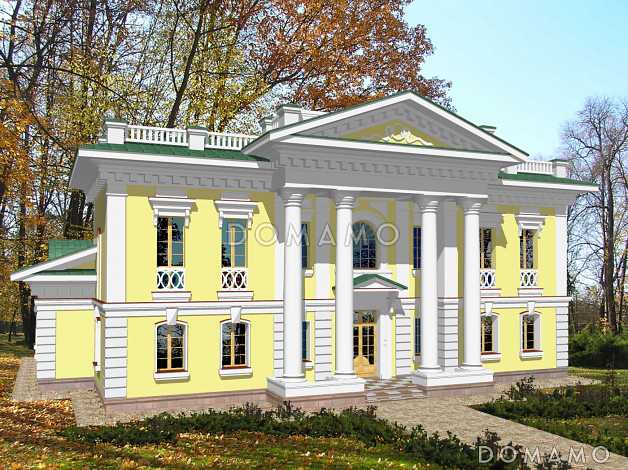 Проект парадного коттеджа с портиком