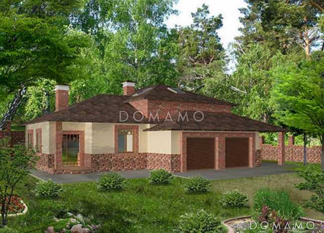 Проект гаража для двух автомобилей с комнатой для охраны на первом этаже