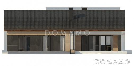 Проект комфортного одноэтажного дома из газобетона с четырьмя спальнями  / Фасад 4