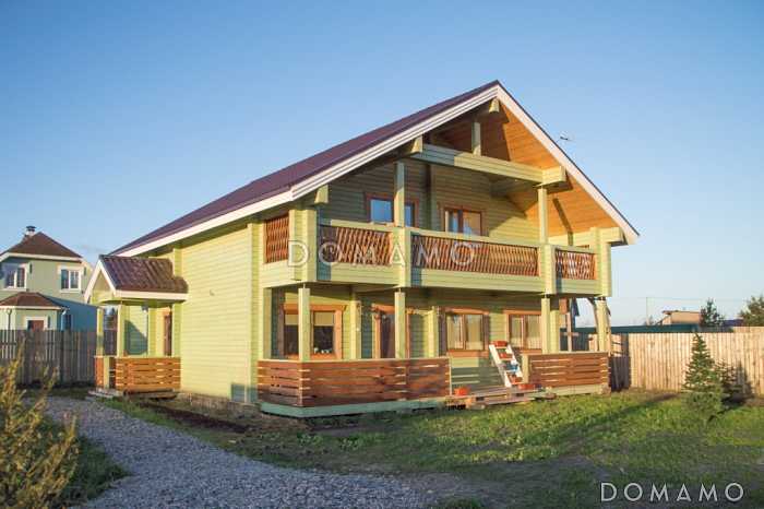 Проект двухэтажного дома из клееного бруса с просторной кухней-столовой